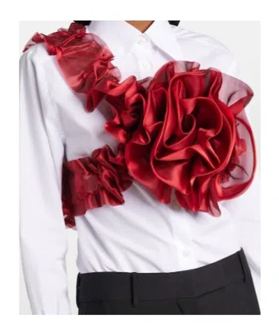Comme Des Garçons Ruffled Top In Red
