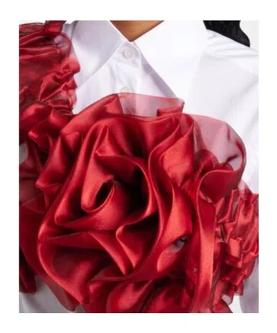 Comme Des Garçons Ruffled Top In Red