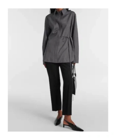 Jil Sander Belted Wool Shirt In Gray