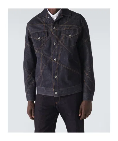Junya Watanabe Button-down Long-sleeved Denim Jacket In Blue
