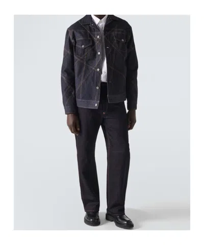 Junya Watanabe Button-down Long-sleeved Denim Jacket In Blue