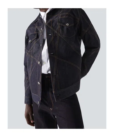 Junya Watanabe Button-down Long-sleeved Denim Jacket In Blue