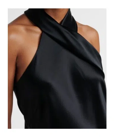 Galvan Pandora Halterneck Satin Gown In Black