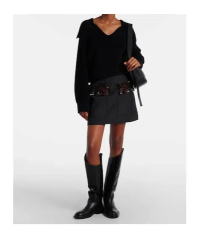 Plan C Sequined Wool-blend Miniskirt In Black