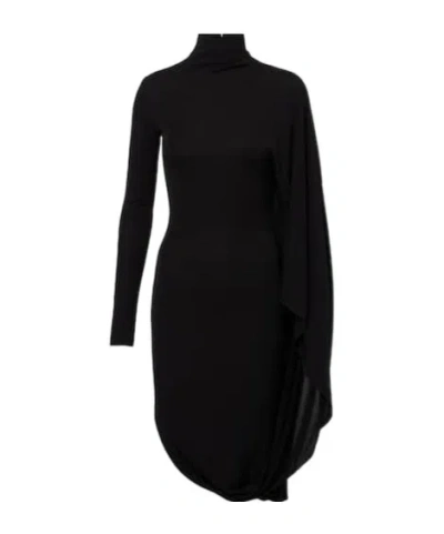 Stella Mccartney Draped High-neck Midi Dress In Black