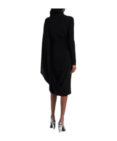 Stella Mccartney Draped High-neck Midi Dress In Black