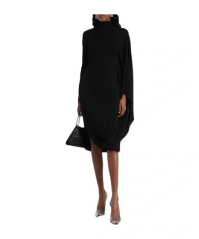 Stella Mccartney Draped High-neck Midi Dress In Black