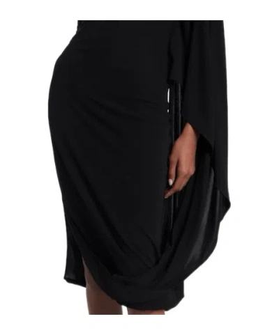 Stella Mccartney Draped High-neck Midi Dress In Black