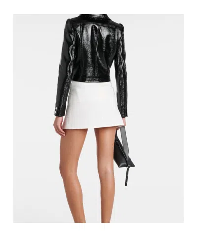 Courrèges Stretch Cotton Cropped Vinyl Jacket Reedition In Black