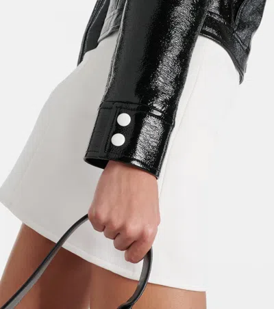 Courrèges Stretch Cotton Cropped Vinyl Jacket Reedition In Black