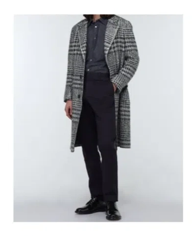 Kiton Checked Wool-blend Overcoat In Gray