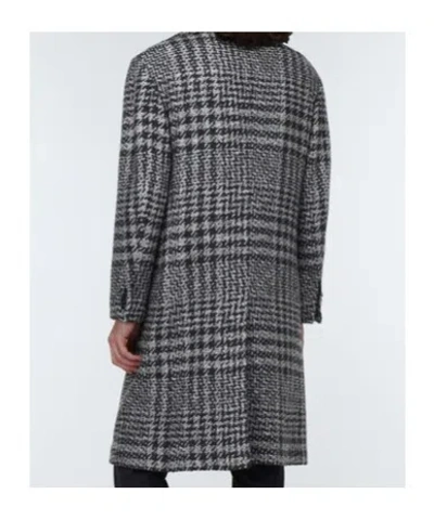 Kiton Checked Wool-blend Overcoat In Gray