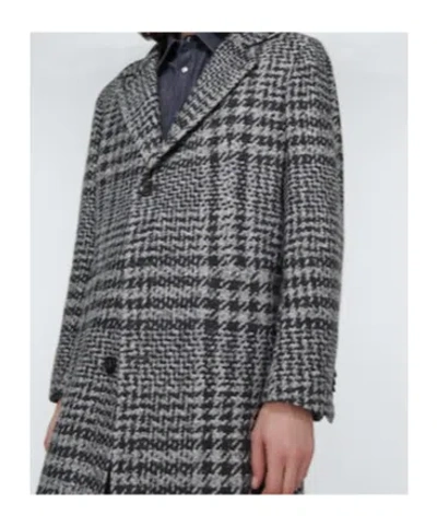 Kiton Checked Wool-blend Overcoat In Gray