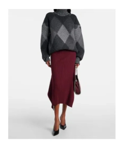 Stella Mccartney Argyle Wool Turtleneck Sweater In Black