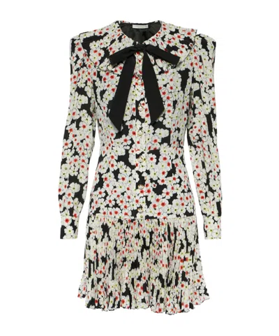 Alessandra Rich Floral Bow-detail Silk Minidress In Neutral