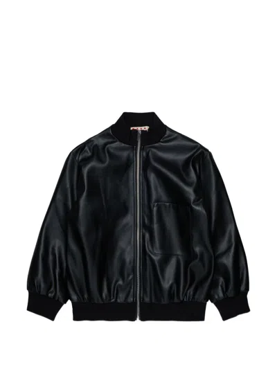 Marni Kids Varsity Bomber Jacket In Black