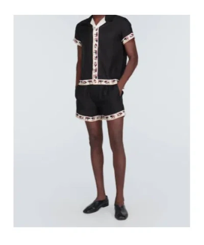 Bode Taureau Printed Silk Boxers In Black