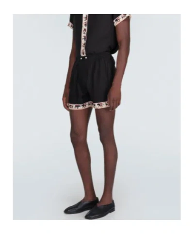 Bode Taureau Printed Silk Boxers In Black