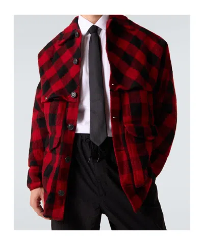 Junya Watanabe Checked Press-stud Shirt Jacket In Red