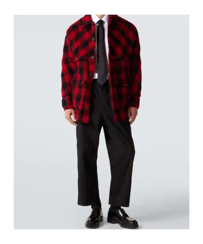 Junya Watanabe Checked Press-stud Shirt Jacket In Red