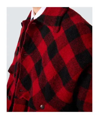 Junya Watanabe Checked Press-stud Shirt Jacket In Red