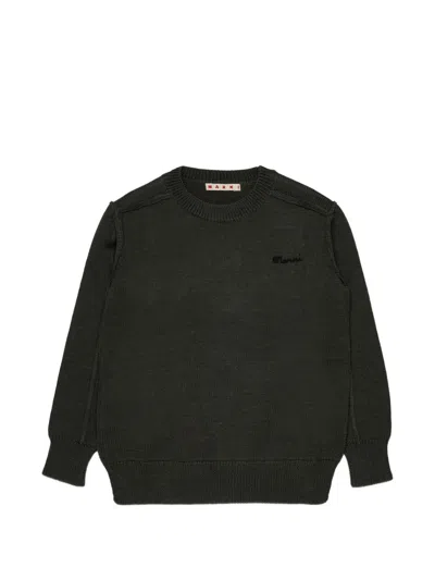 Marni 로고 자수 스웨터 In Black