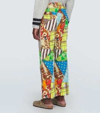 Erl Printed Cotton-blend Flared Pants In Multi