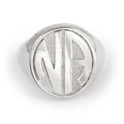 Bargainbazaar Block Two Initial Silver Signet Ring