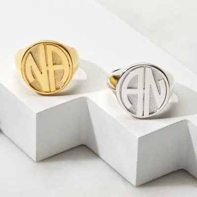 Bargainbazaar Block Two Initial Silver Signet Ring