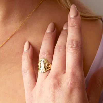Bargainbazaar 14k Gold Fancy Script Monogram Ring