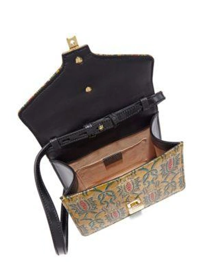 Shop Gucci Mini Sylvie Multicolor Brocade Top Handle Bag In Gold-multi
