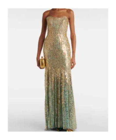 Jenny Packham Sarai Sequined Strapless Gown In Multi