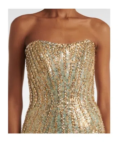 Jenny Packham Sarai Sequined Strapless Gown In Multi