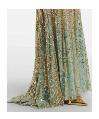 Jenny Packham Sarai Sequined Strapless Gown In Multi