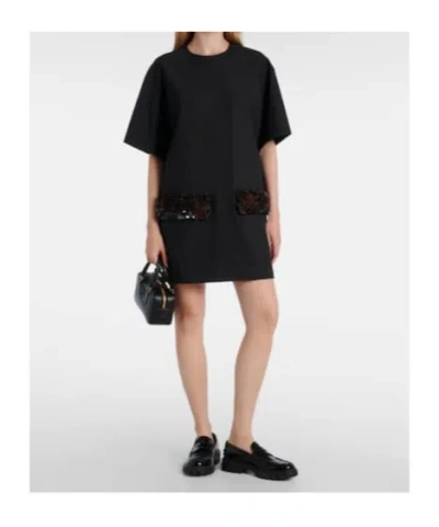 Plan C Sequined Wool-blend Minidress In Black