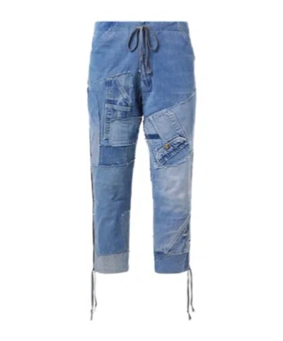 Greg Lauren Patchwork Straight Jeans In Blue