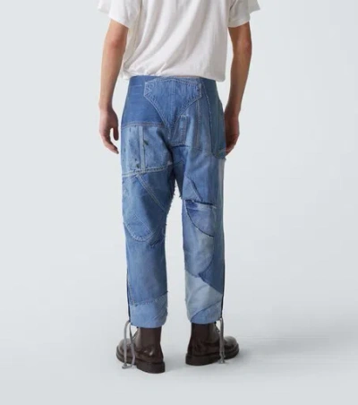 Greg Lauren Patchwork Straight Jeans In Blue