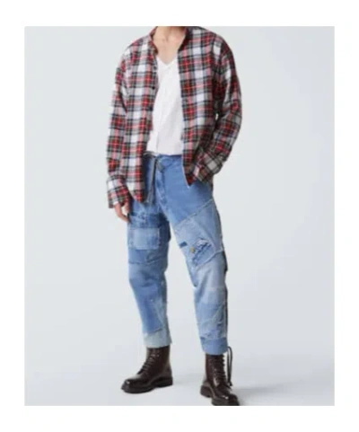 Greg Lauren Patchwork Straight Jeans In Blue