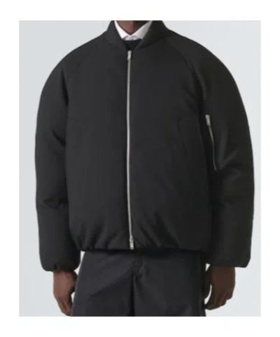 Jil Sander Oversized Gabardine Down Jacket In Black