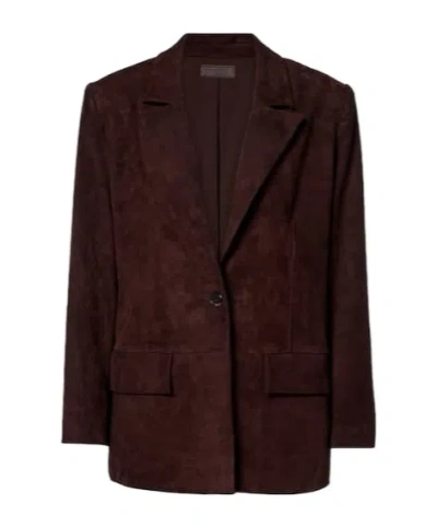Stouls Berliner Suede Blazer In Burgundy