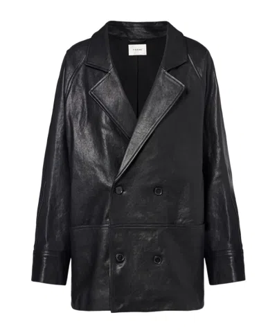 Frame Long Sleeve Leather Jacket In Black