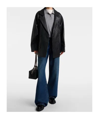 Frame Long Sleeve Leather Jacket In Black