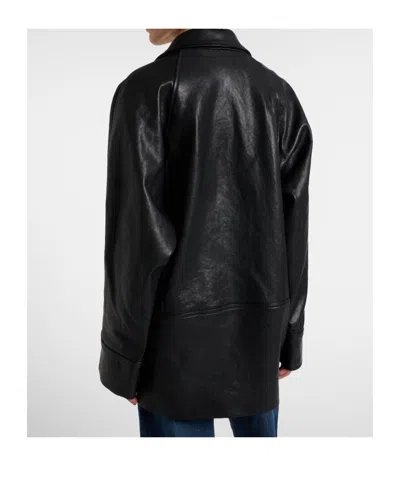 Frame Long Sleeve Leather Jacket In Black