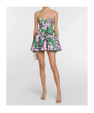 Area Embellished Printed Denim Minidress In Multi