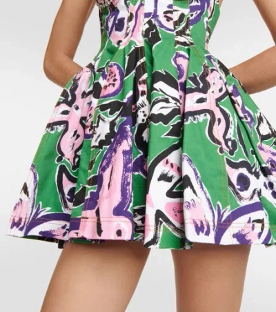 Area Embellished Printed Denim Minidress In Multi