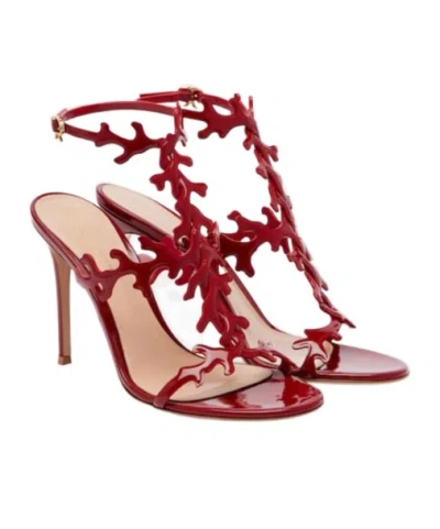 Gianvito Rossi Red Cut-out Ankle-strap Heels In Red