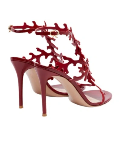 Gianvito Rossi Red Cut-out Ankle-strap Heels In Red