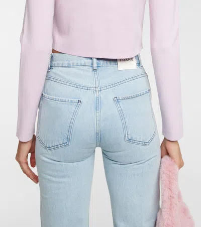 Frame Embellished High-rise Jeans In Silver