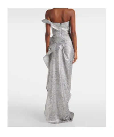 Maticevski Satellite Wave Ruffled Gown In Silver