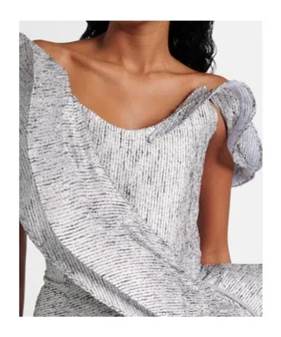 Maticevski Satellite Wave Ruffled Gown In Silver
